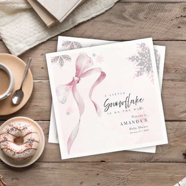 Guardanapo De Papel Um Chá de fraldas brilhante de Arco Rosa com Floco (Criador carregado)