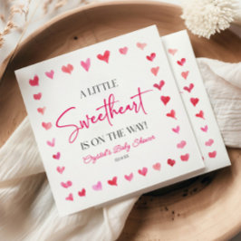 Guardanapo De Papel Um Chá de fraldas de Corações Rosa Vermelho