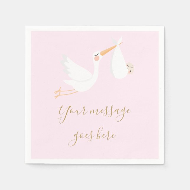 Guardanapo De Papel Um Chuveiro/Banho de Bebê com Tema de Cegonha de E (Frente)