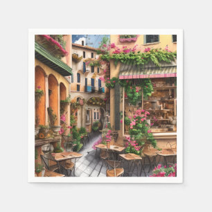 Guardanapo De Papel Um Design de Ephemera, uma cena de rua italiana, s