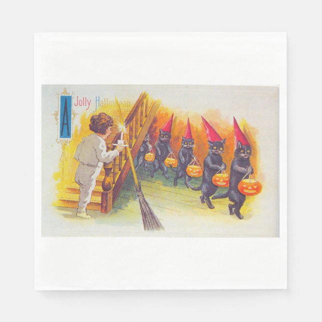 Guardanapo De Papel Um Dia das Bruxas (Gatos Negros) (Frente)