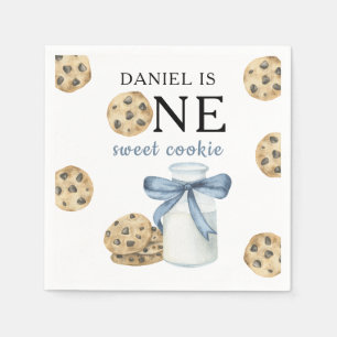 Guardanapo De Papel Um Doce Biscoito e Leite Primeiro Aniversário