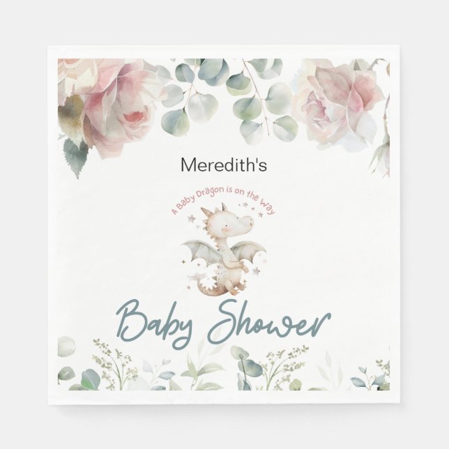 Guardanapo De Papel Um Dragão Bebê está no caminho do Chá de fraldas (Frente)