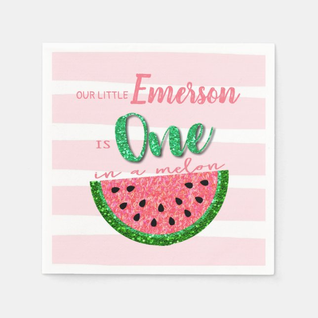 Guardanapo De Papel Um é um melão, Watermelon Birthday Napkins (Frente)