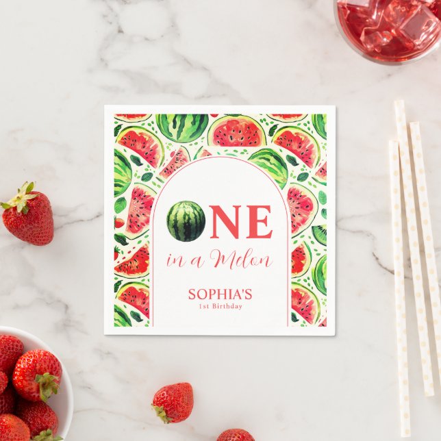 Guardanapo De Papel Um Em Um Melão Primeiro Aniversário (Insitu)