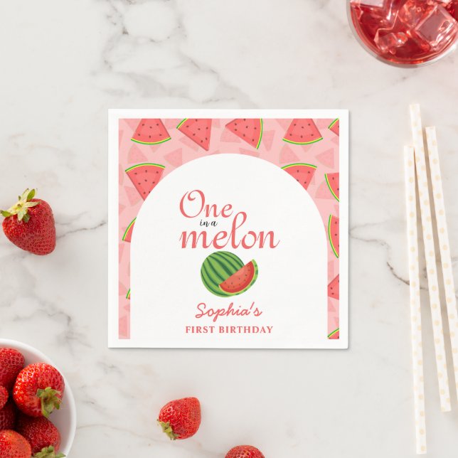 Guardanapo De Papel Um Em Um primeiro aniversario De Melão (Insitu)