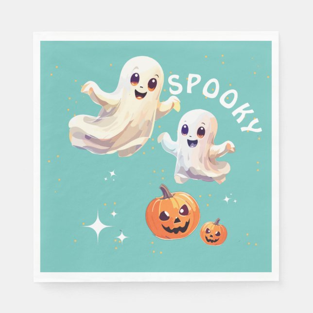Guardanapo De Papel Um fantasma fofo de aniversário de Halloween (Frente)