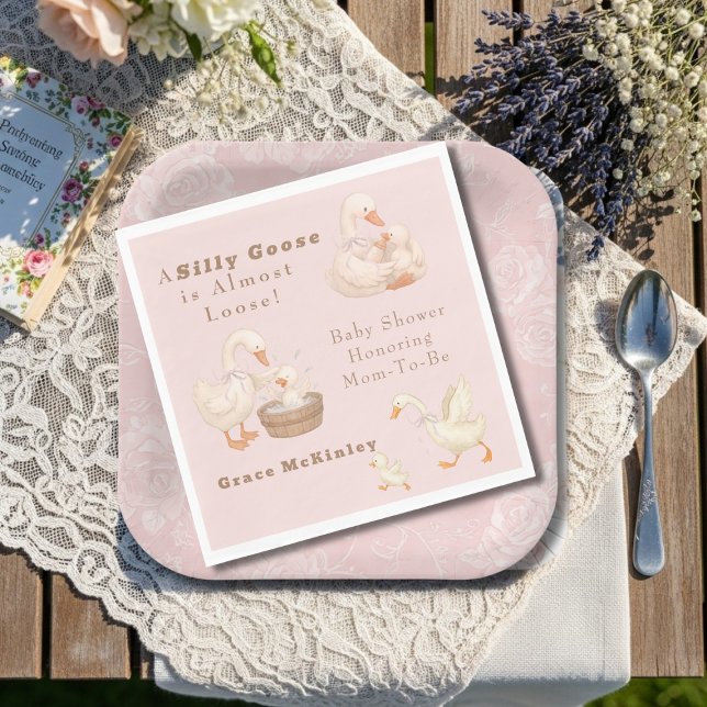 Guardanapo De Papel Um Ganso Bobo Rosa (A Silly Goose Pink Napkins)