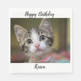 Guardanapo De Papel Um gatinho bonito com olhos verdes