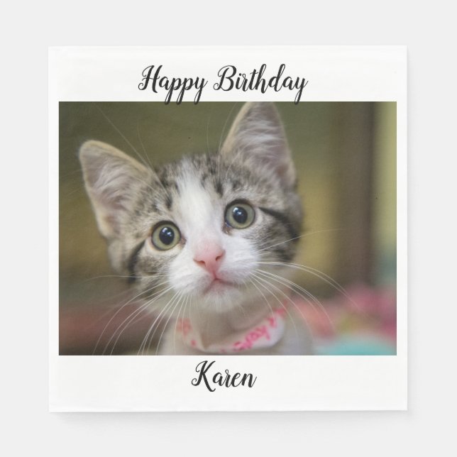 Guardanapo De Papel Um gatinho bonito com olhos verdes (Frente)