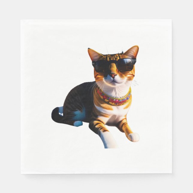 Guardanapo De Papel Um gato vestindo óculos de sol (Frente)