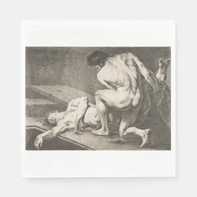 Guardanapo De Papel Um homem levanta as pernas de outro homem (Frente)