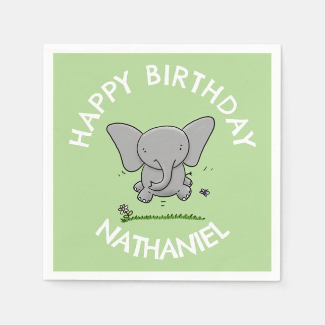 Guardanapo De Papel Um lindo bebê elefante personalizado (Frente)