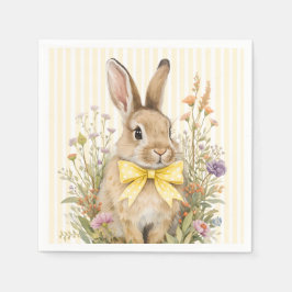 Guardanapo De Papel Um lindo coelhinho floral com laço amarelo para Ba