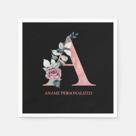 Guardanapo De Papel Um Monograma Floral Letra Agata Rosa