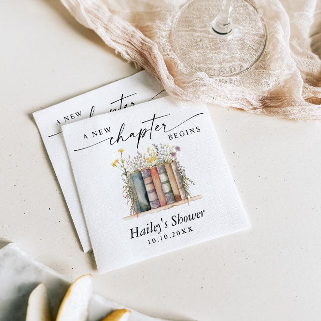 Guardanapo De Papel Um Novo Capítulo Começa, Chá de Bebê Tema Livro (Criador carregado)