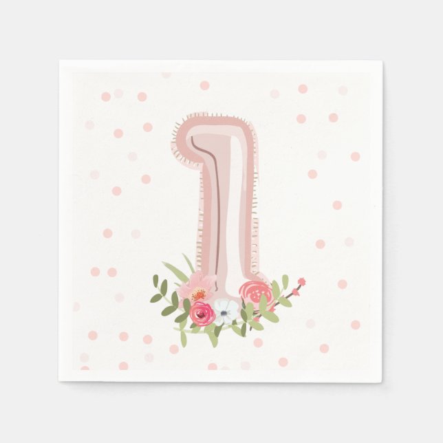 Guardanapo De Papel Um papel coelho, guardanapo, primeira Páscoa rosa (Frente)