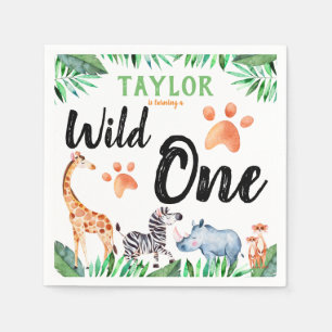Guardanapo De Papel Um partido de primeiro aniversario animal selvagem