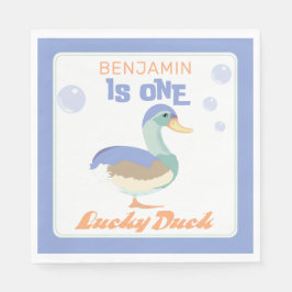 Guardanapo De Papel Um Pato Sortudo & Bolhas Aniversário de Um Ano Pa