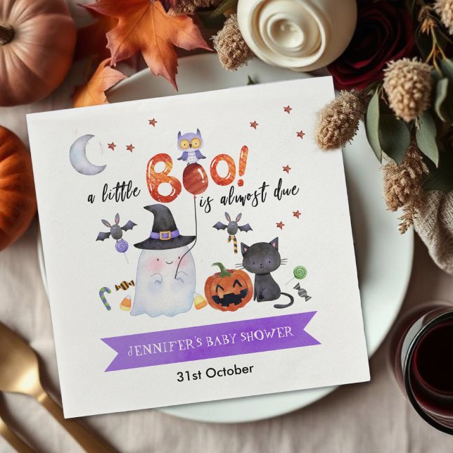 Guardanapo De Papel Um pequeno Chá de fraldas de Boo Halloween Napkins (Criador carregado)