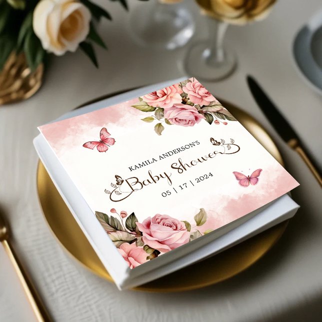 Guardanapo De Papel Um pequeno Chá de fraldas de borboleta (A Little Butterfly Baby Shower Napkins)