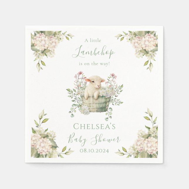 Guardanapo De Papel Um Pequeno Chá de fraldas De Ovelha Floral De Lamb (Frente)