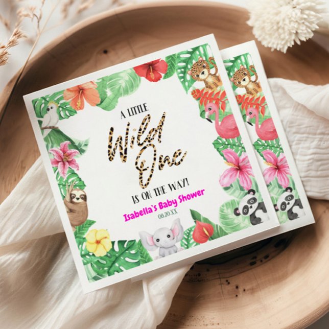 Guardanapo De Papel Um Pequeno Chá de fraldas Tropical Animal (Criador carregado)