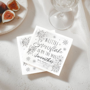 Guardanapo De Papel Um Pequeno Floco de Neve Está a Caminho Chá de Beb