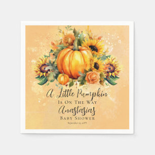 Guardanapo De Papel Um Pequeno Pumpkin Girassóis Queda Chá de fralda