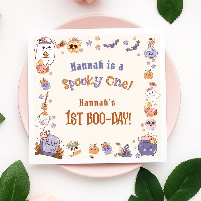 Guardanapo De Papel Um primeiro aniversario Fantasma de Bebê Cute no D (Criador carregado)