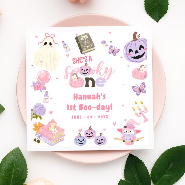 Guardanapo De Papel Um primeiro aniversario Fantasma de Bebê Cute no D (Criador carregado)