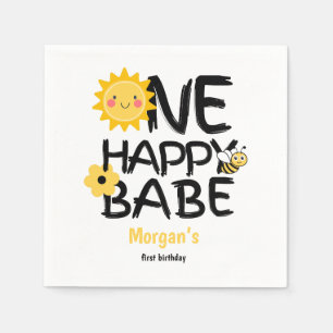 Guardanapo De Papel Um primeiro aniversario Feliz, Bebê Amarelo Solare