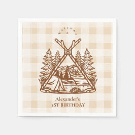 Guardanapo De Papel Um primeiro aniversario Feliz da Floresta de Campe