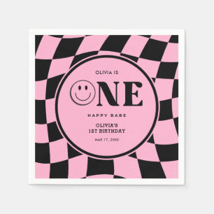 Guardanapo De Papel Um primeiro aniversario Feliz De Bebê Rosa