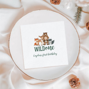 Guardanapo De Papel Um Selvagem Aniversário de Um Ano com Animais da F