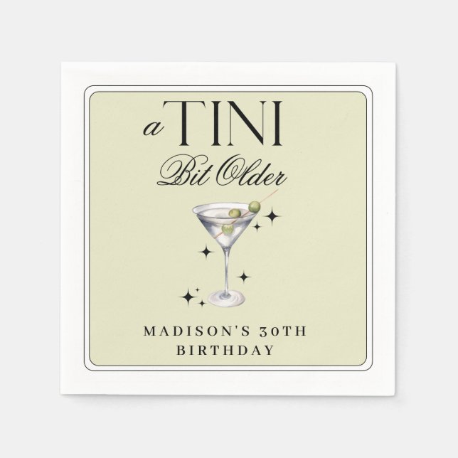 Guardanapo De Papel Um Tini Bit Antigo Martini Olive Birday (Frente)
