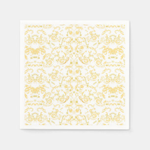 Guardanapo De Papel um wallpaper branco e dourado com um padrão