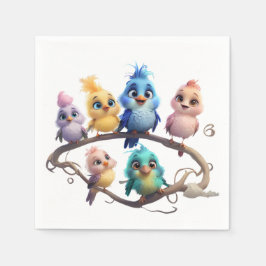 Guardanapo De Papel Uma bela parada de pássaros de desenho animado em