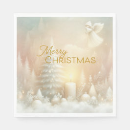 Guardanapo De Papel Uma fantasia de anjo de Natal em uma paisagem neva
