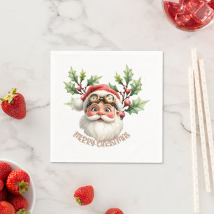 Guardanapo De Papel Uma galinha-branca Santa Claus