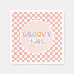 Guardanapo De Papel Uma garota da Groovy, Pink Daisy Checker