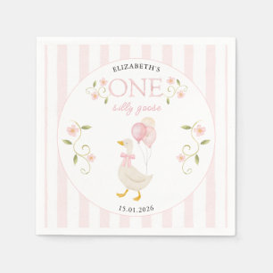 Guardanapo De Papel Uma Garota de Ganso Boba Aniversário de 1 ano Rosa