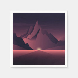 Guardanapo De Papel Uma ilustração de pôr do sol na montanha      