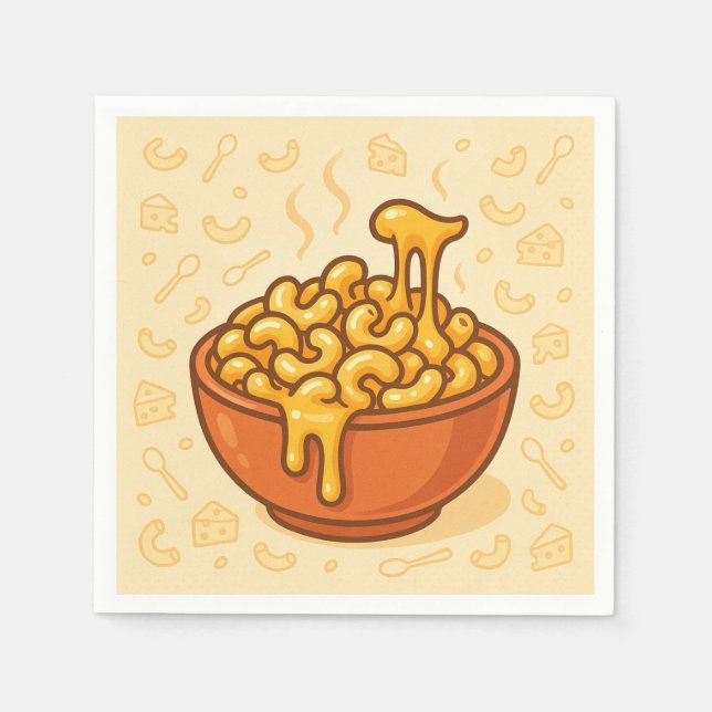 Guardanapo De Papel Uma ilustração divertida de Macarrão com Queijo (Frente)