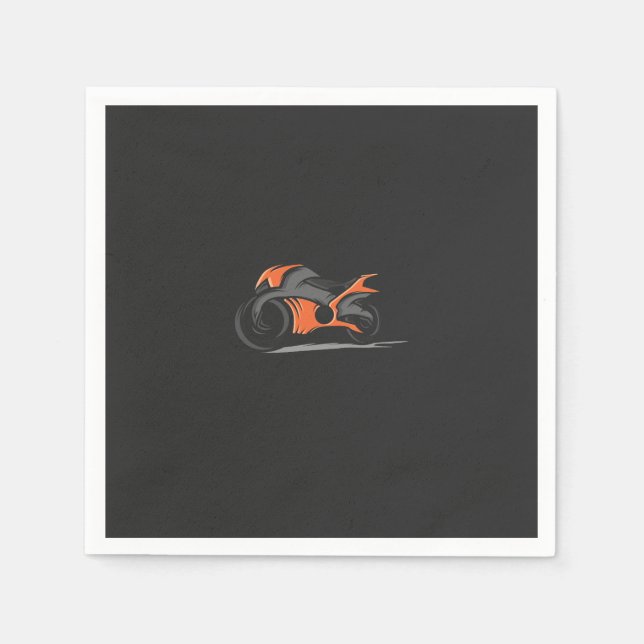Guardanapo De Papel uma moto laranja com fundo preto (Frente)