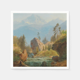 Guardanapo De Papel Uma paisagem de montanha com Creek - Albert Zimmer