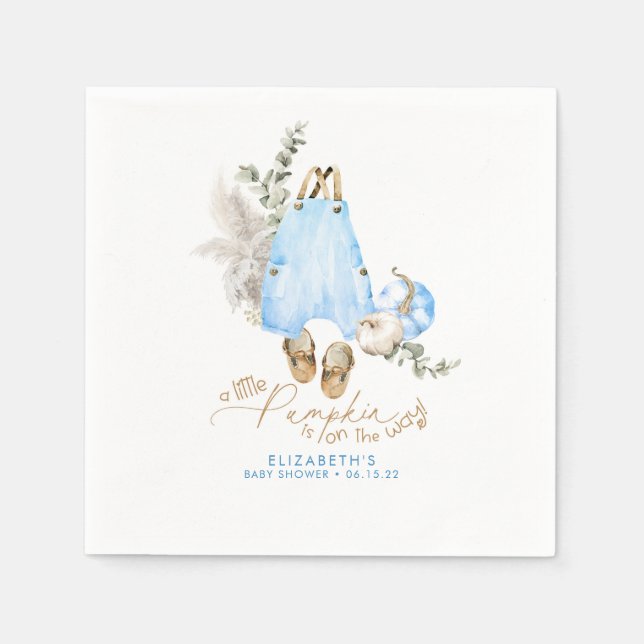 Guardanapo De Papel Uma Pequena Abóbora Está A Caminho - Chá de fralda (Frente)