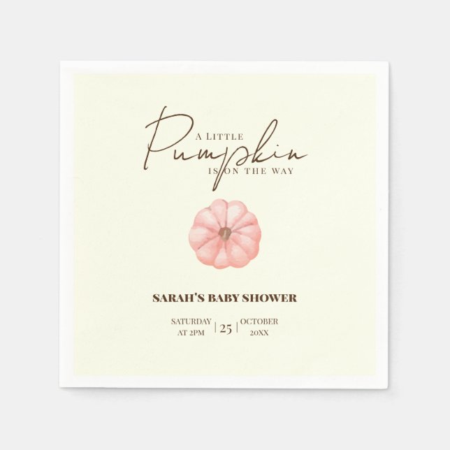 Guardanapo De Papel Uma Pequena Abóbora Está A Caminho Do Chá de frald (Frente)