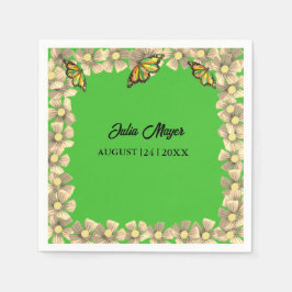 Guardanapo De Papel Uma Pequena Borboleta Está No Caminho Bebê Floral