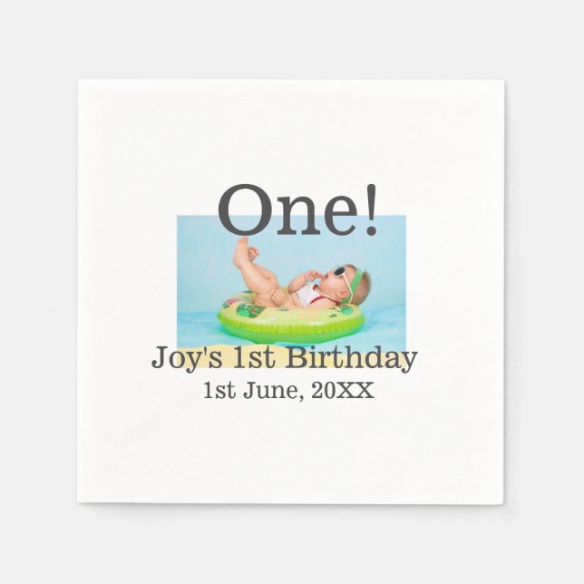 Guardanapo De Papel Uma primeira foto de aniversário, data de adição m (Frente)